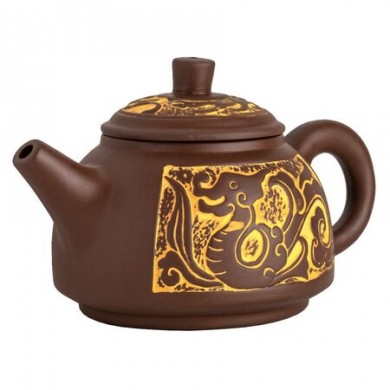 Чайник глиняный, с изображением дракона и феникса, 550 мл